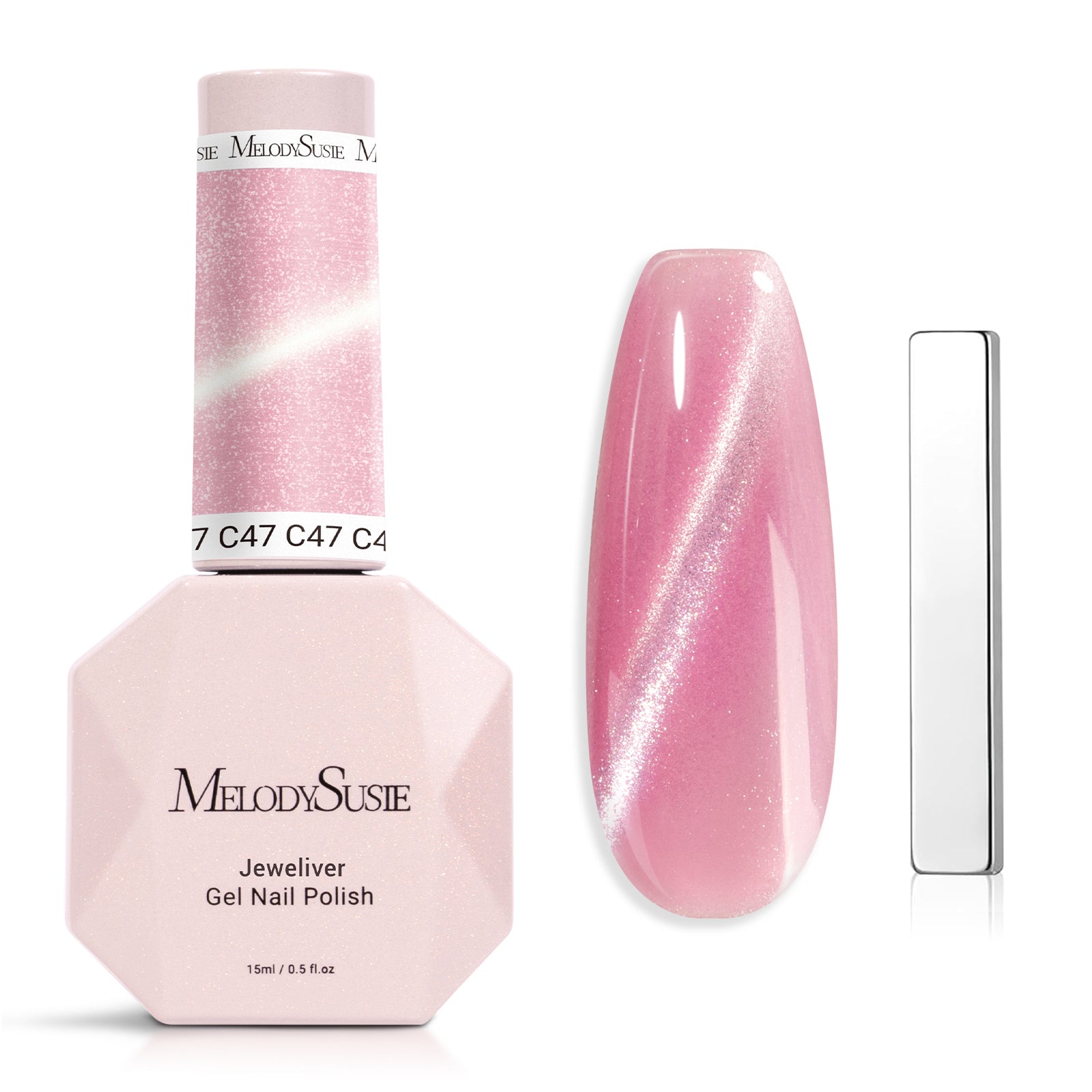 Jeweliver Cat Eye Gel Nail Polish 0.5 Fl Oz/15ml - Rose Pink C47