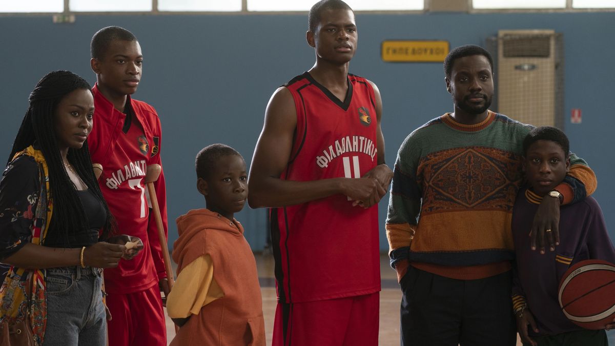 Yetide Badaki as Vera, Ral Agada as Thanasis, Elijah Sholanke as Alexandros, Uche Agada as Giannis, Dayo Okeniyi as Charles and Jaden Osimuwa as Kostas in Rise