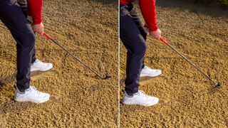 Opening the clubface for a bunker shot