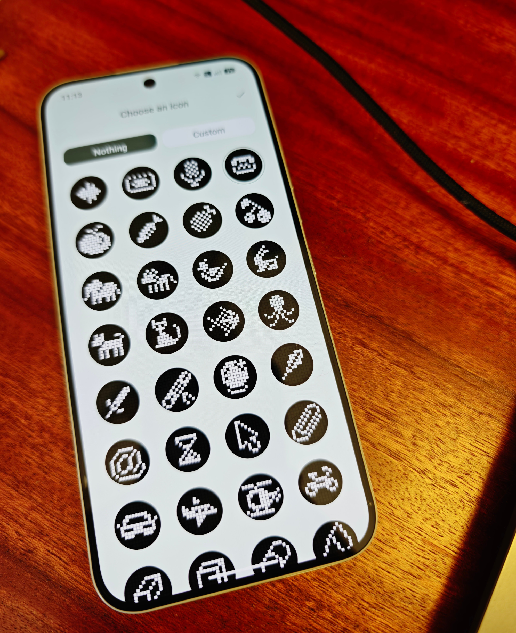 The many custom icons for the Glyph Matrix display