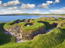 The neolithic settlement of Skara Brae, the best preserved groups of prehistoric houses in Western Europe.