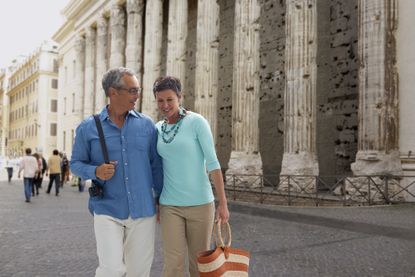 A mature American couple who have retired abroad to Europe.