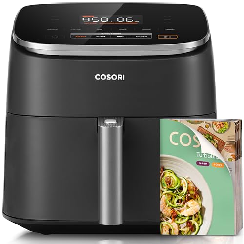 Cosori 9-In-1 Turboblaze Air Fryer 6 Qt, Pfas-Free Ceramic Coating, 90&amp;deg;&amp;ndash;450&amp;deg;f, Precise Heating for Even Results, Air Fry, Roast, Bake, Broil, Dry, Frozen, Proof, Reheat, Keep Warm, 120v, Dark Gray