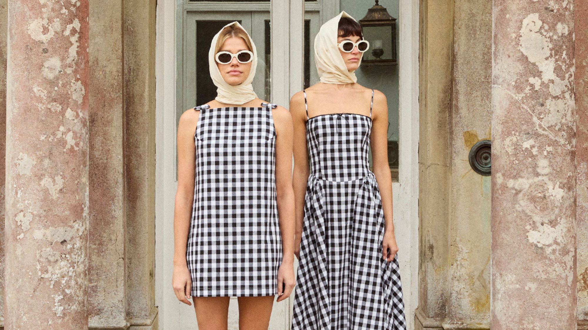 models wearing gingham dresses for the kitri summer 2025 campaign