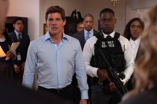 James Marsden as Cal Bradford, Sterling K. Brown as Xavier Collins, Krys Marshall as Nicole Robinson, in 'Paradise' episode 107.