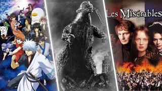 Composite image of Gin Tama, Godzilla, and Les Miserables