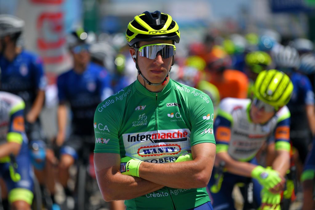 Danny van Poppel wore the green jersey at the Volta ao Algarve after finishing second to soon-to-be teammate Sam Bennett on stage 1