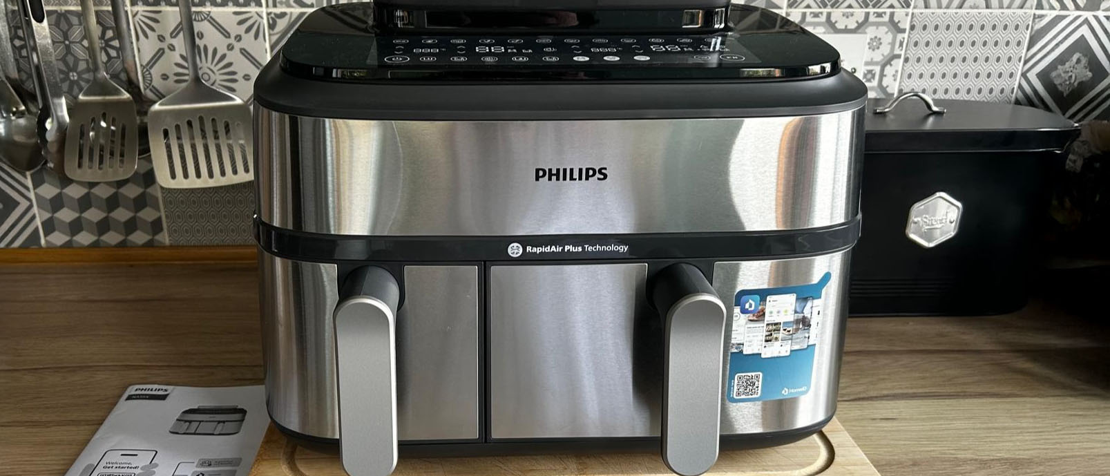 Philips 5000 Series Dual Basket Steam Air Fryer on kitchen counter