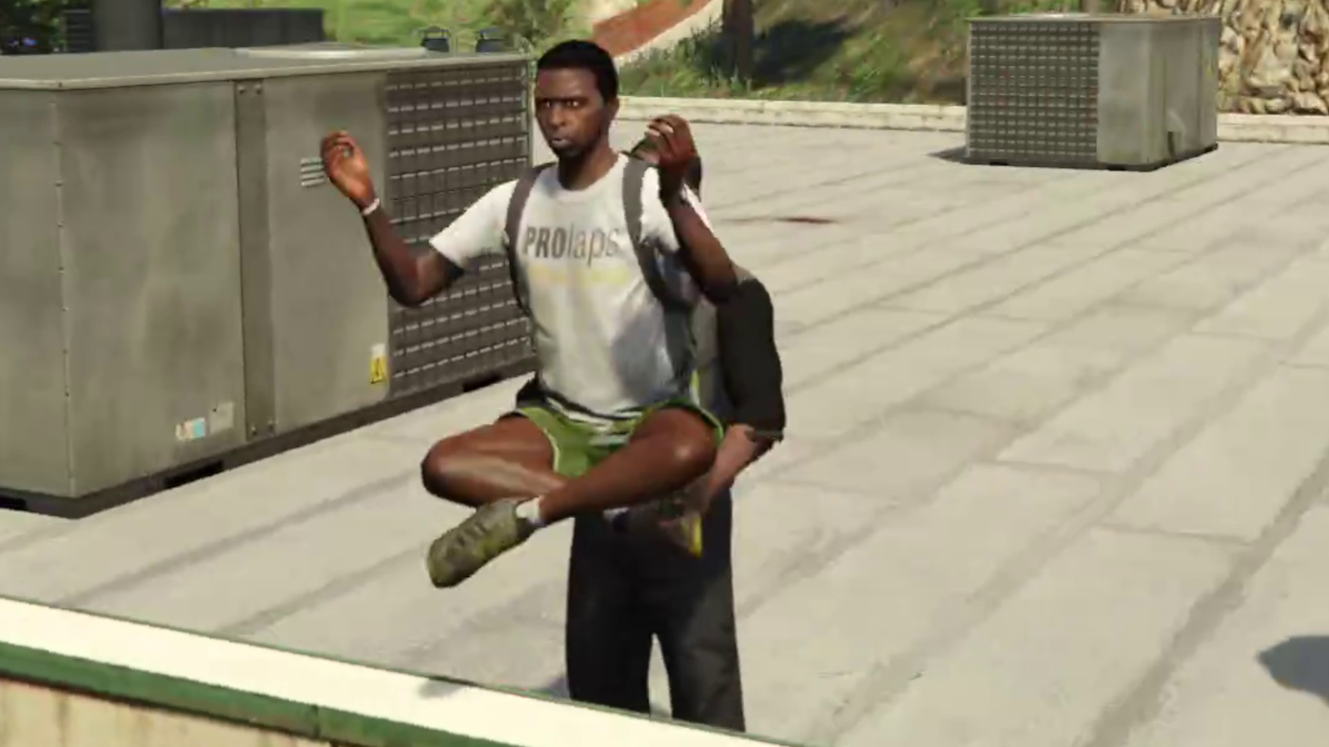 Franklin carries a meditating man.