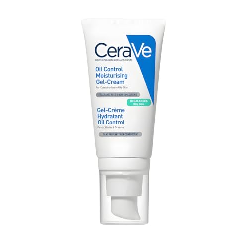 Cerave Oil Control Moisturizing Gel-Cream, Face Moisturizer for Oily Skin, Niacinamide, Hyaluronic Acid &amp;amp; Oil Absorbing Technology to Rebalance Oily Skin, Non-Comedogenic, Fragrance Free &amp;amp; Oil-Free