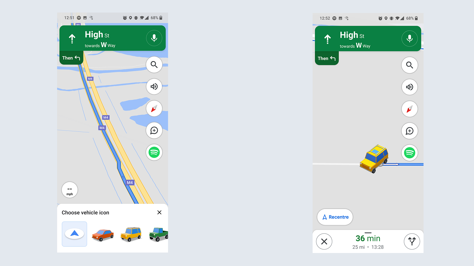 google maps change navigation icon