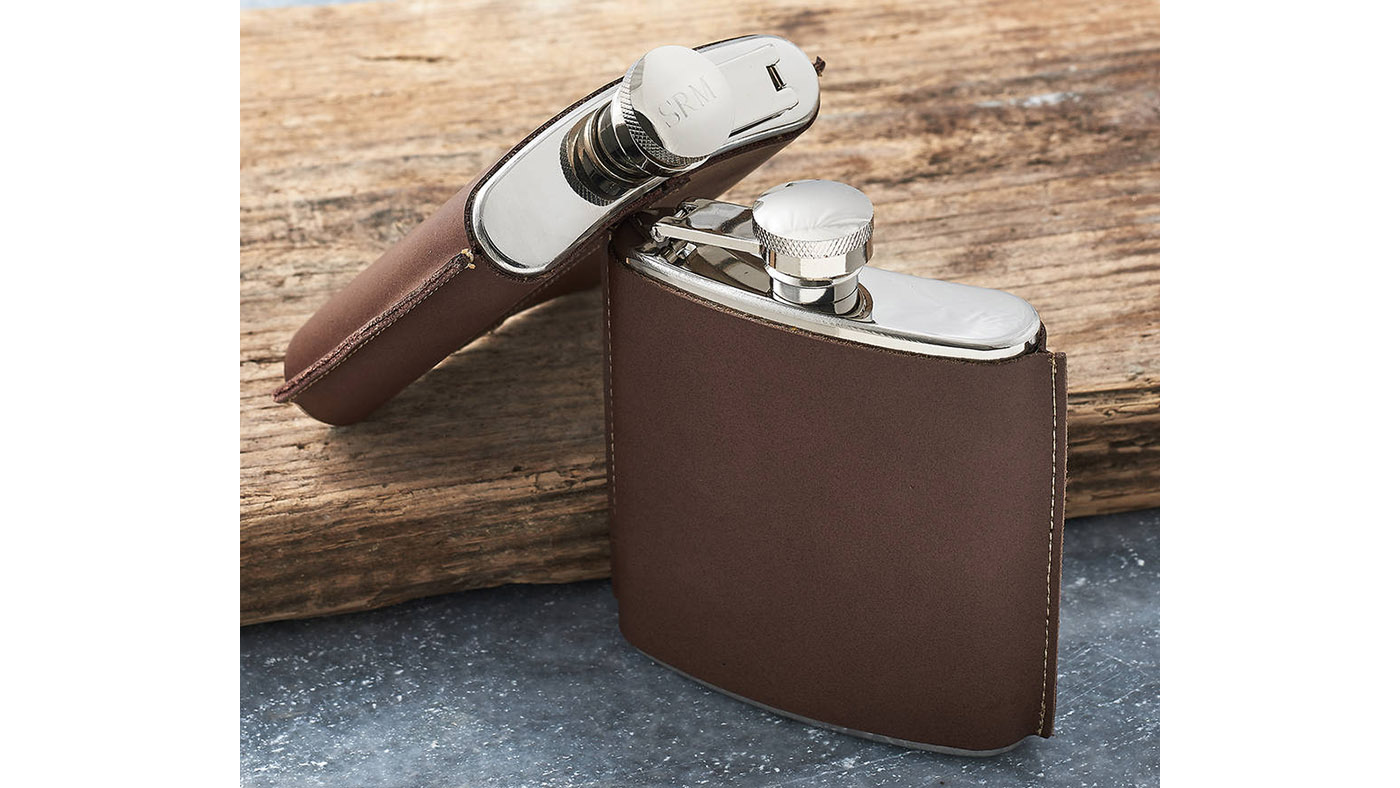 David-Louis Design hand-stitched leather hip flask best hip flasks