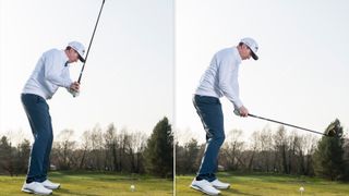 PGA pro Ben Emerson demonstrating an over the top golf swing