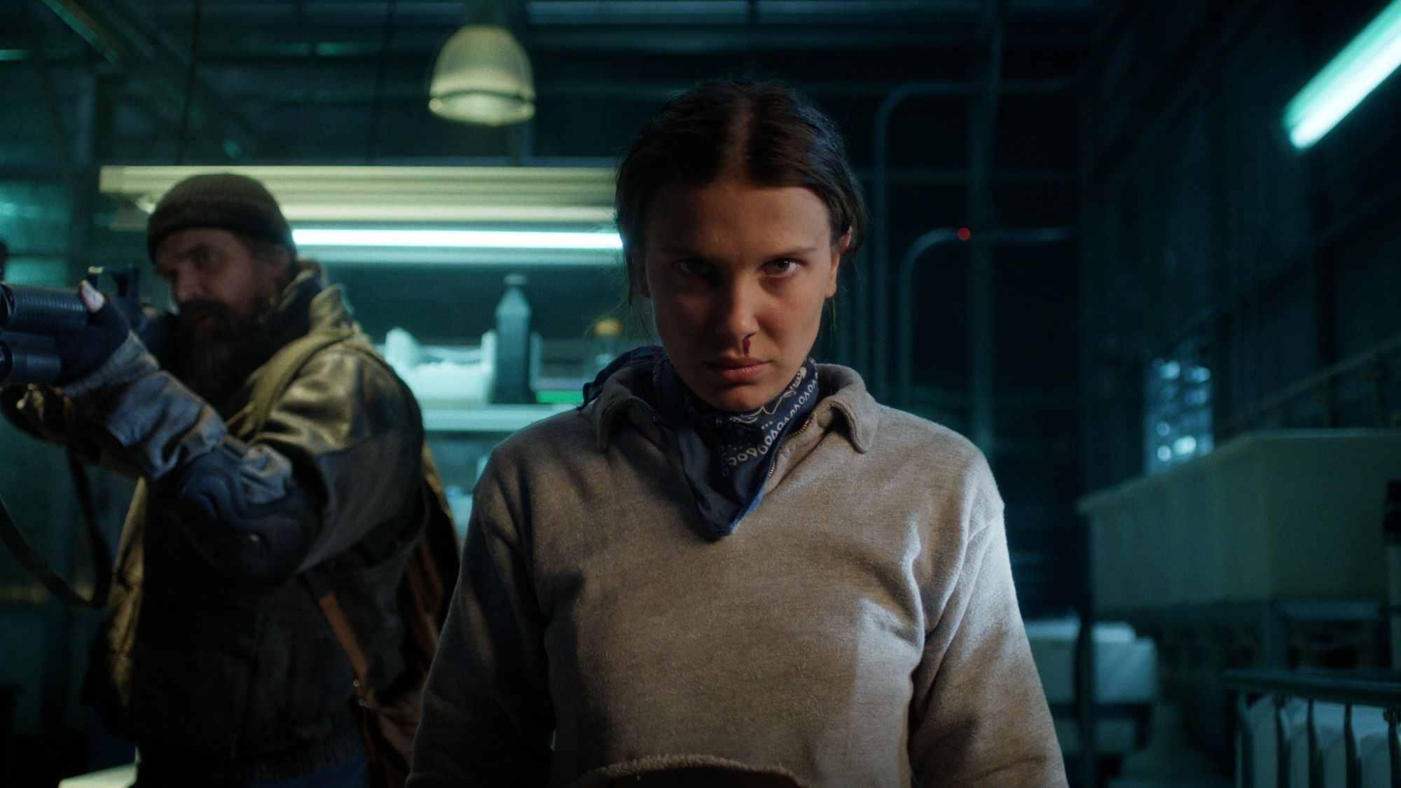 David Harbour and Millie Bobby Brown in Stranger Things