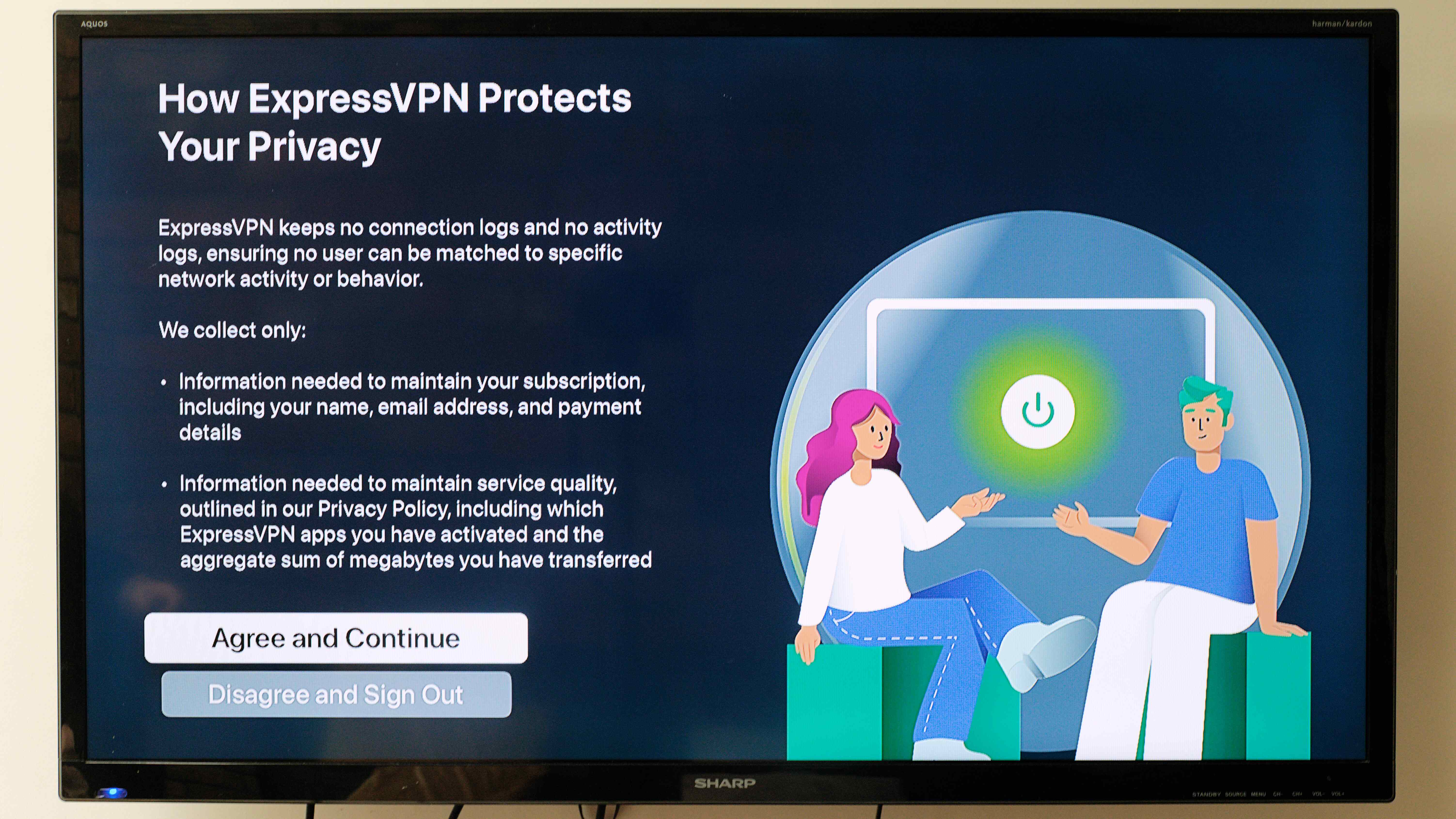 ExpressVPN app running on an Apple TV