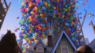 Thousands of balloons lift up a house in Up