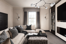Luxury film room with grey and beige colours