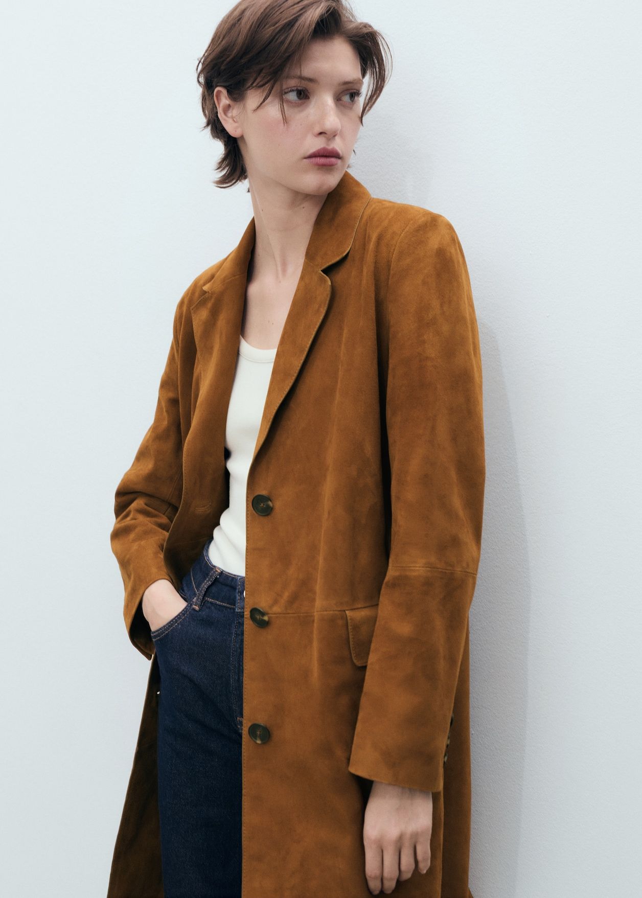 MANGO, Lapelled Suede Coat - Women | Mango Usa