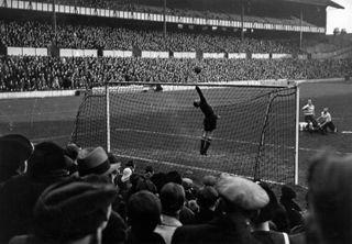 Ted Ditchburn in action for Tottenham in February 1944.