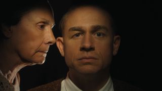 Charlie Hunnam and Laurie Metcalf are shown in a Netflix image for Monster: The Ed Gein Story.