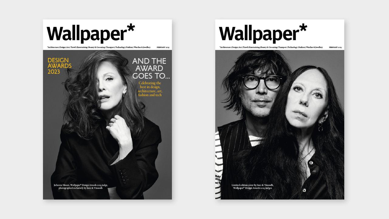 Julianne Moore and Inez &amp; Vinoodh on the newsstand and limited-edition covers of Wallpaper* Design Awards 2023, February issue