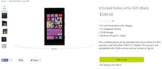 Unlocked Lumia 1020
