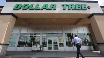 Storefront shot of Dollar Tree, in Rexdale, Ontario