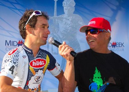 Davide Frattini (Hudz-Subaru) in a post race interview with race announcer Rick Meloff.