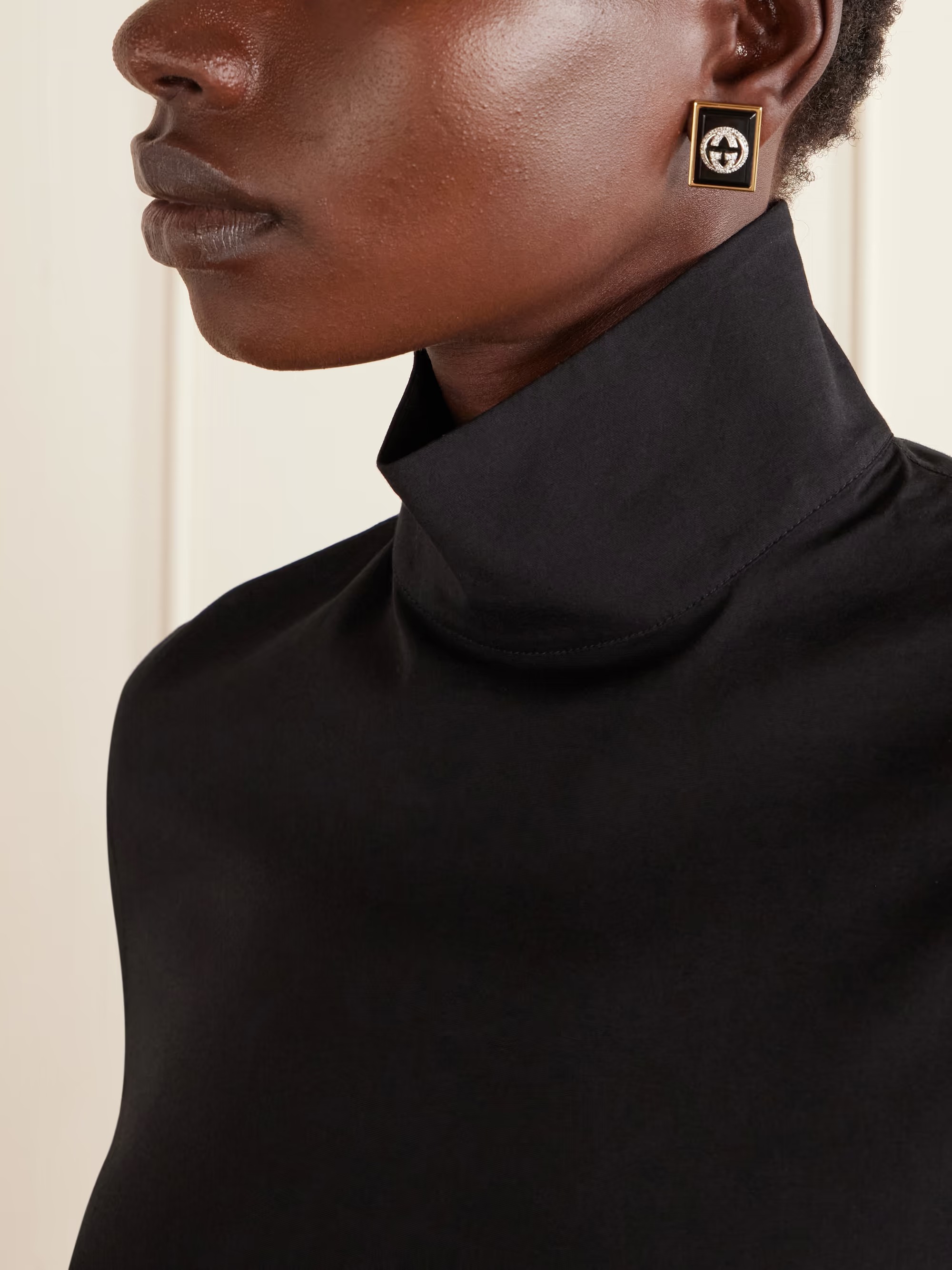 Gucci, Crystal-embellished gold-tone resin earrings