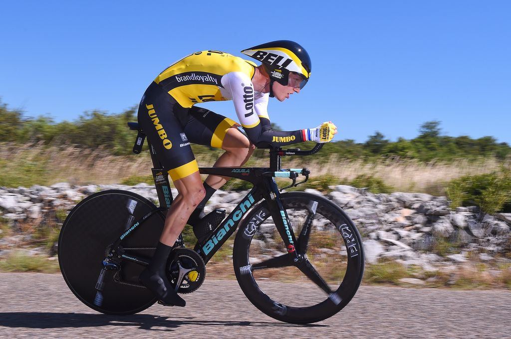 Wilco Kelderman went with a full aero set up despite the windy conditions for the stage 13 time trial
