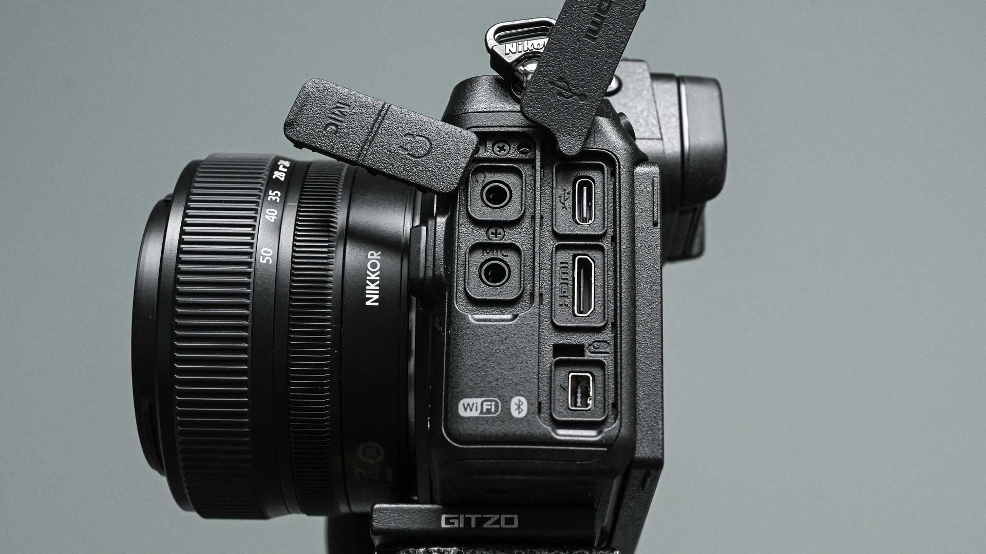 Nikon Z5 connections on side of body