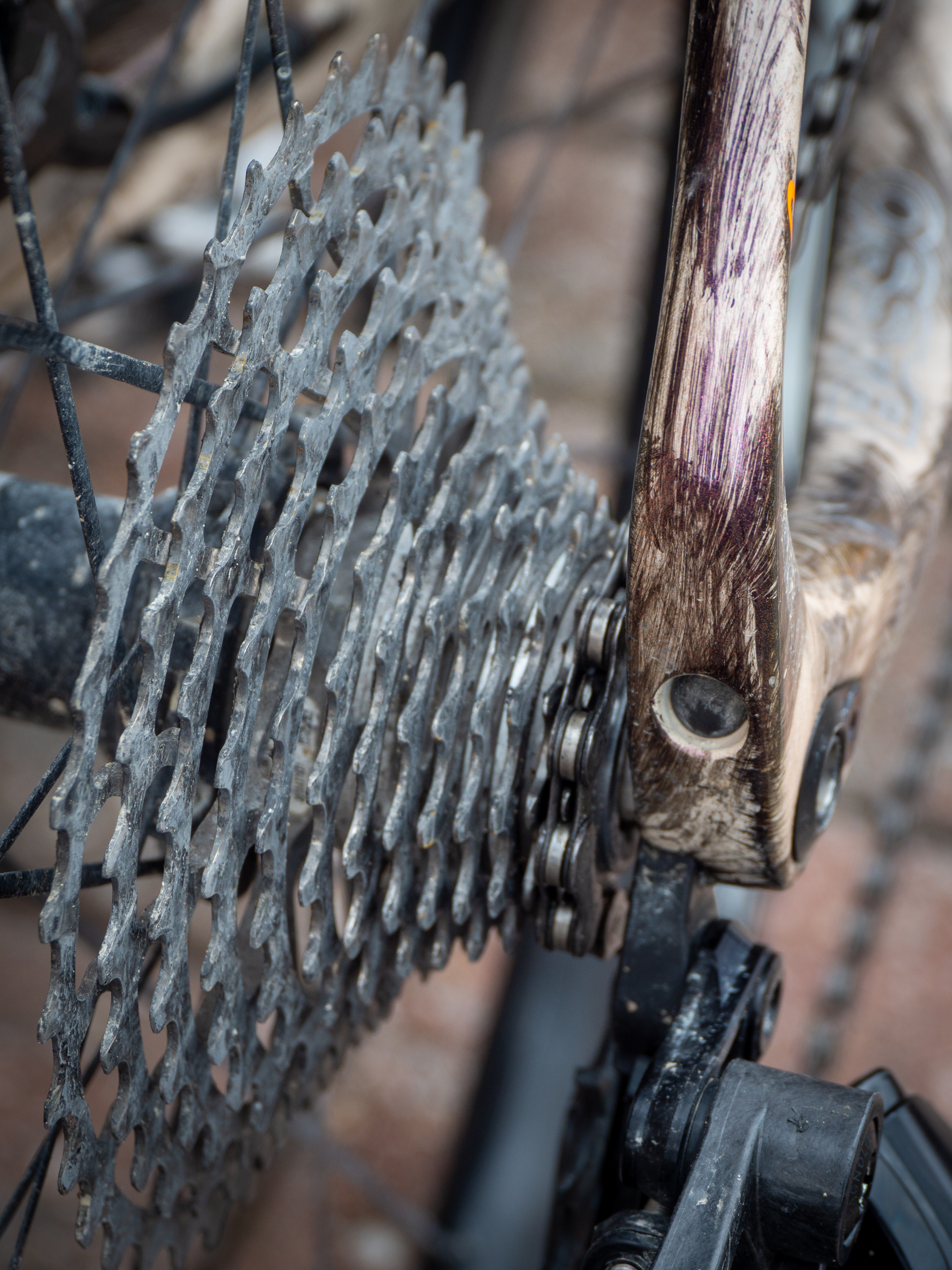 Close up images of a new Campagnolo gravel groupset at Unbound