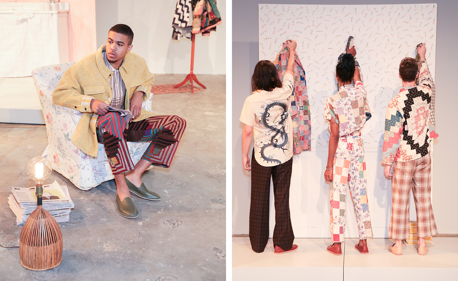 Emily Bode created artful and patchwork designs from pieces of antique fabric.