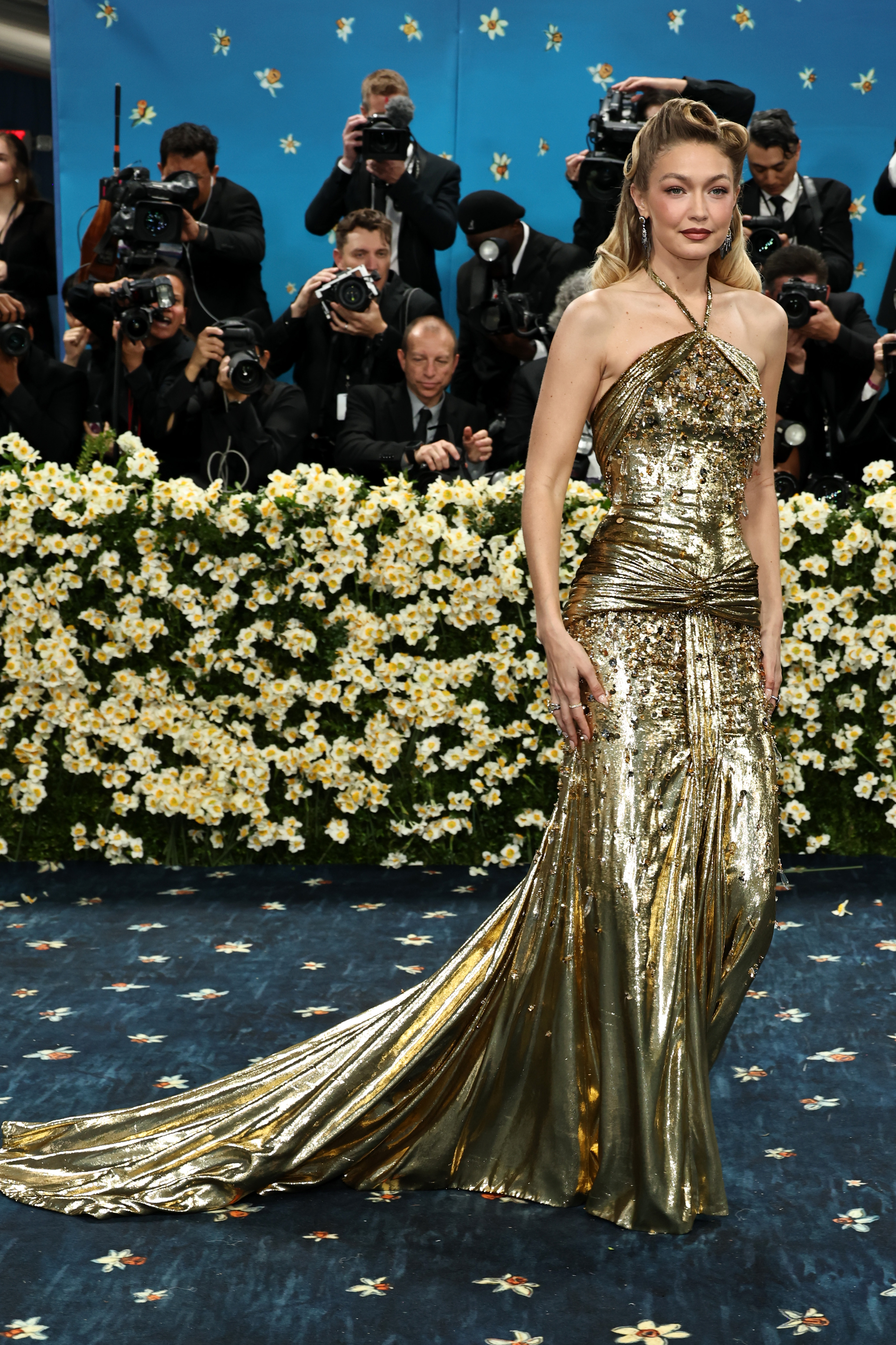 Gigi Hadid attends the 2025 Met Gala Celebrating "Superfine: Tailoring Black Style" at Metropolitan Museum of Art on May 05, 2025 in New York City. (Photo by Jamie McCarthy/Getty Images)