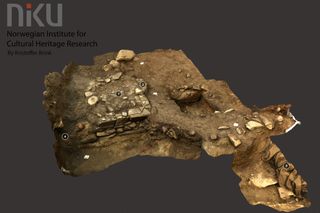A 3D model of the central excavations of the remains of St. Clement's Church in Trondheim, Norway, as seen on Oct. 18. The stones are the foundation of the church, which has long been in ruins.