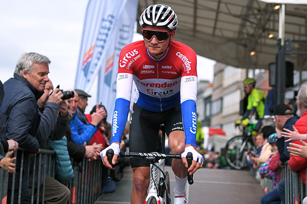 Mathieu van der Poel at the start of Nokere Koerse