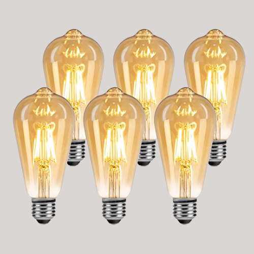 Lepro Led E27 Screw Bulb, St64 E27 Vintage Light Bulbs, 4w 450lm, 40w Equivalent Gls Bulb, Warm White 2500k Led Filament Bulbs Edison Screw, Antique Style Retro Amber Glass, Non Dimmable, Pack of 6