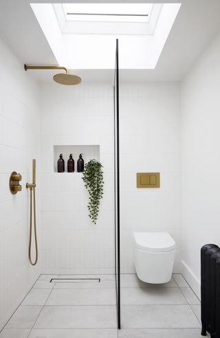 A bathroom with chrome fittings