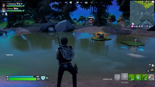 Fortnite screenshot showing a character fishing