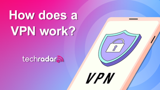Näin VPN-palvelu toimii -kuvituskuva punertavalla TechRadar-taustalla