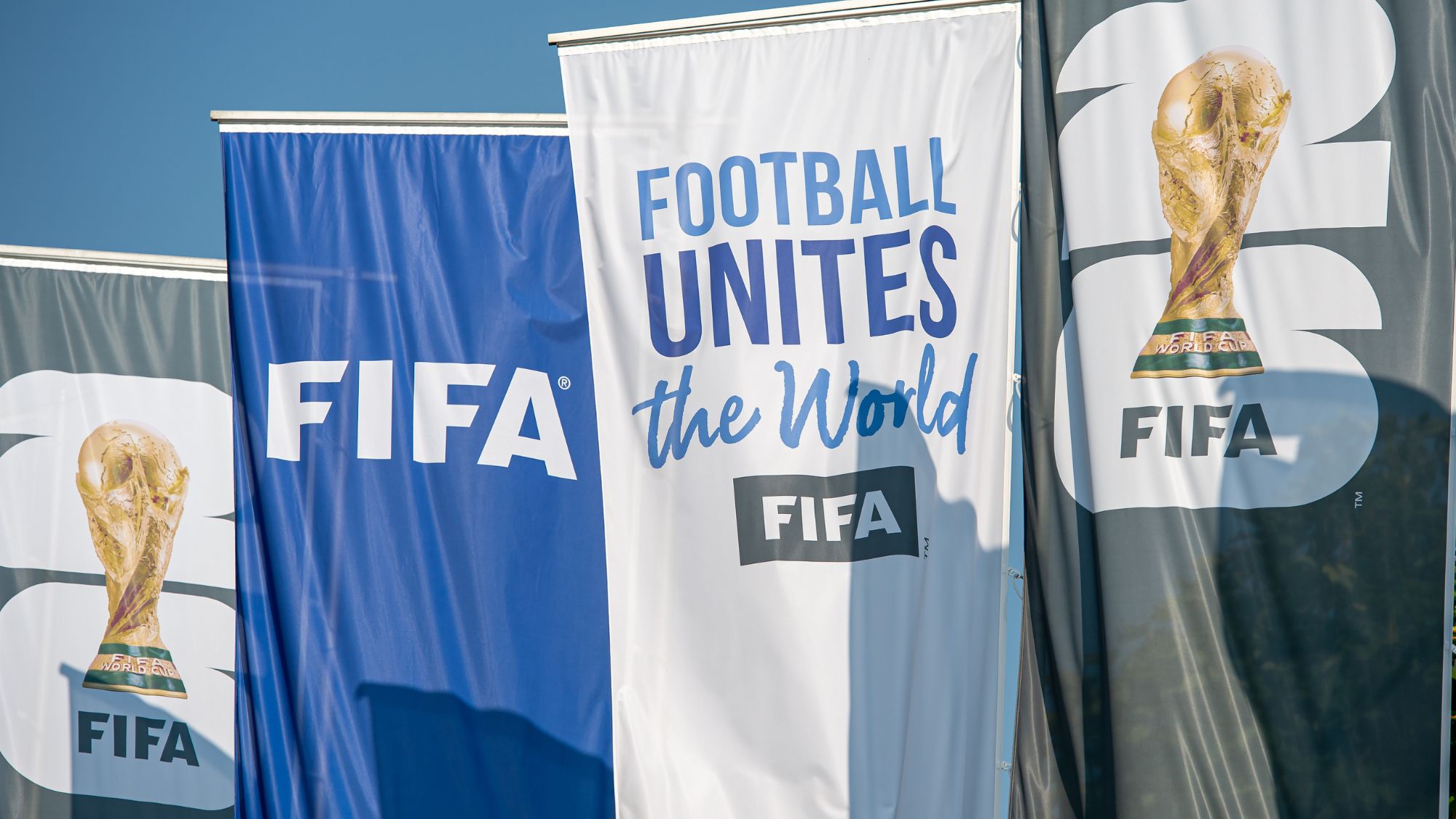 The Fifa flags are seen outside the global headquarters