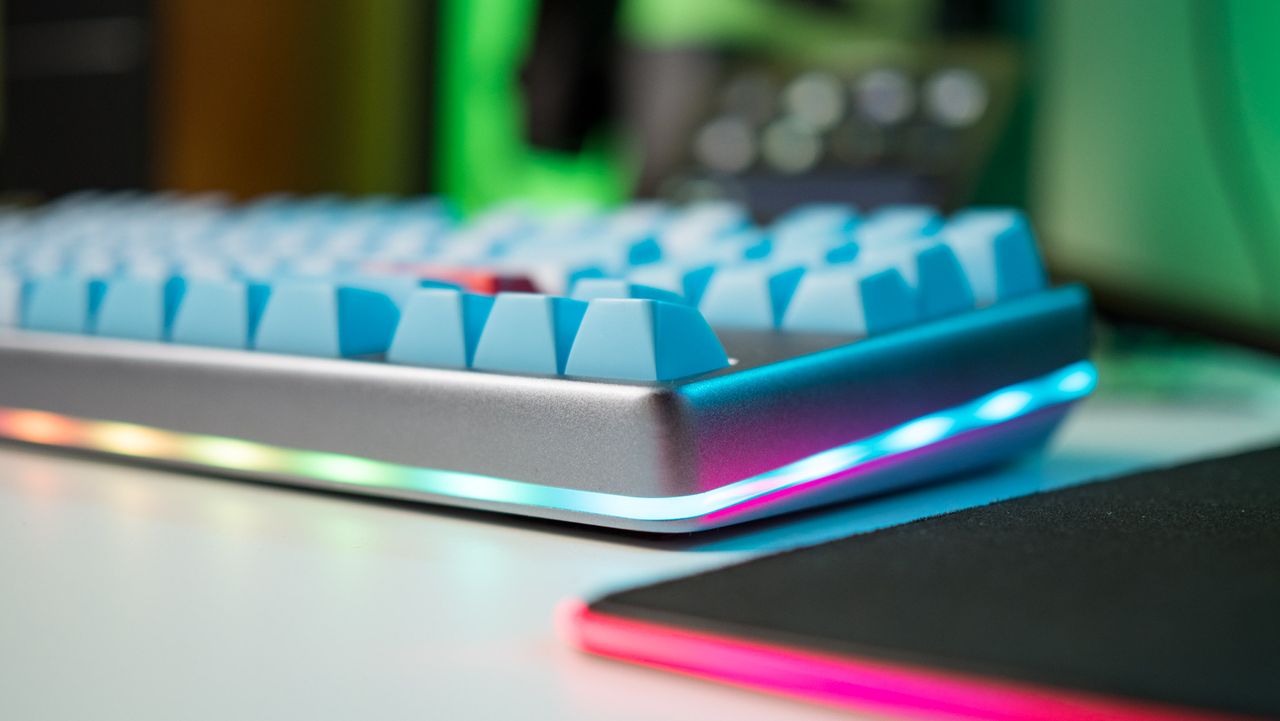 Bottom view of Drop Americana Keyboard with RGB lighting