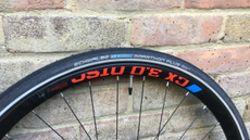 Schwalbe Marathon Plus tire mounted on a road wheel