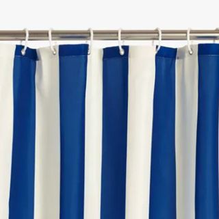 Blue stripe shower curtain