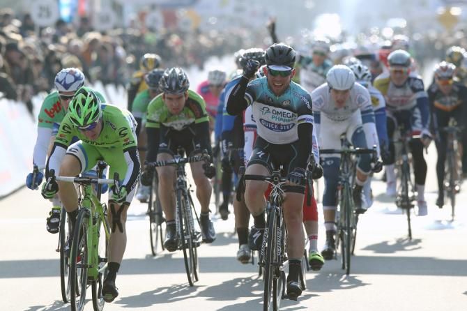 Mark Cavendish (Omega Pharma-QuickStep) wins for the first time on Belgian soil this season.