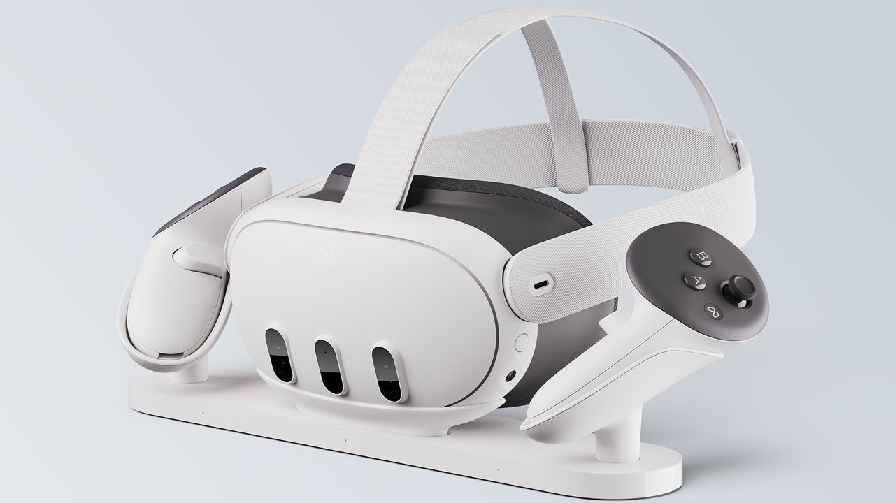 An official product render of the Meta Quest 3 charging dock