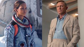 Halle Berry in Moonfall and Daniel Craig in Glass Onion: a Knives Out mystery, pictured side by side.