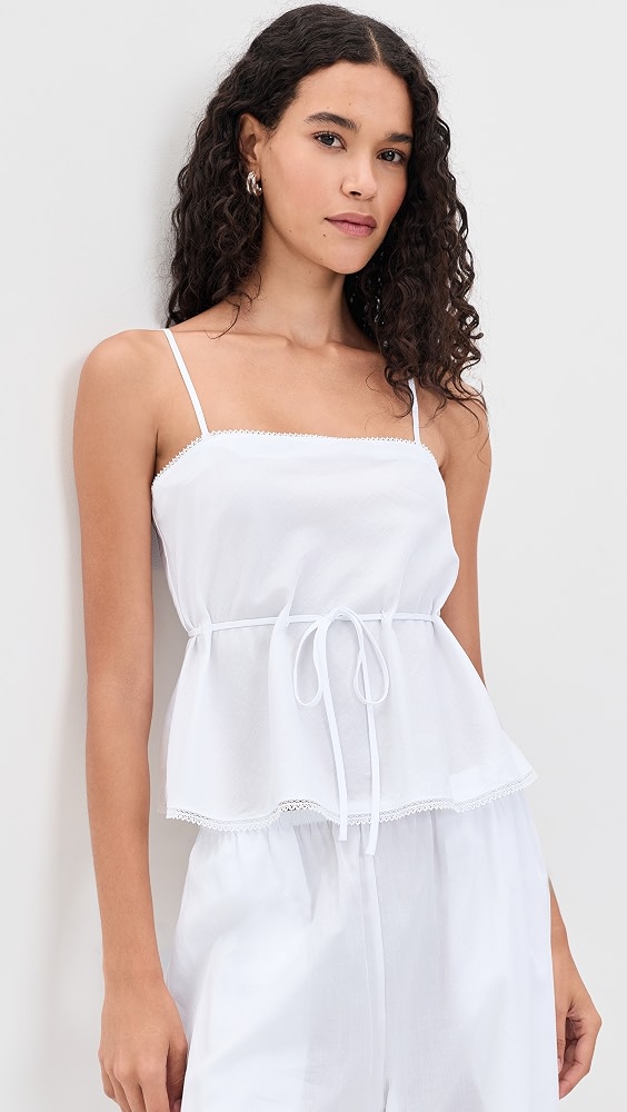 Leset Yoko Lace Tank Top - White