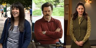 Abbi Jacobson on Broad City; Nick Offerman on Parks & Recreation; D'Arcy Carden on The Good Place