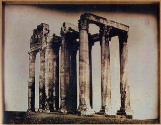 This photo shot in 1842 shows the Temple of Zeus in Athens, Greece.